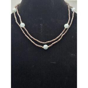 Smoky Quartz Aquamarine Necklace 14k Gold Clasp & Spacers